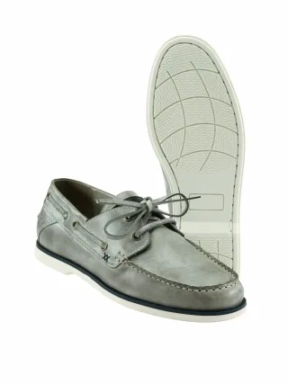 Mey & Edlich Herren Bootsschuh Grau Obermaterial: Rindleder