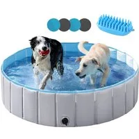 Yaheetech Hundepool Ø 100/120/140/160/180 cm, Planschbecken für Hunde Swimmingpool Hundebadewanne, faltbar