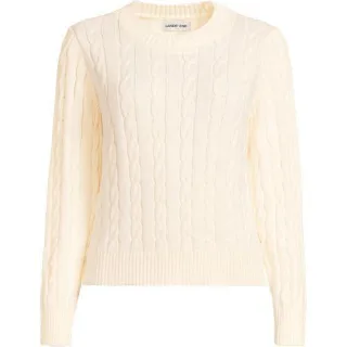 Zopfmuster-Pullover DRIFTER für Damen in Petite-Größe, Damen, size: petite, Blau, Baumwolle, by Lands' End