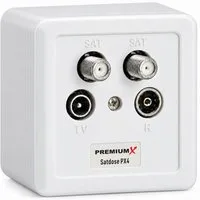 PremiumX Antennensteckdose PX4 Satdose 4-fach Enddose TWIN Antennendose CLASS A