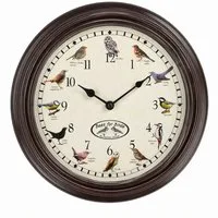 esschert design Wanduhr Wanduhr mit Vogelgezwitscher, 29,8 cm, mit 12 Vogelrufen (Uhr mit Vogelgezwitscher)