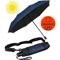 iX-brella Taschenregenschirm Sonnen-Regenschirm mit UPF 50+, UV-Hitze-Schutz, mit Umhängetasche, mit Handöffner, innen schwarz