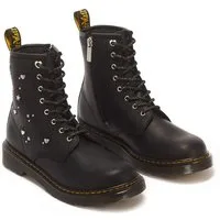 DR. MARTENS 1460 Hs Y Black Wyoming Schnürboots Schnürstiefelette mit logobedruckter Anziehlasche