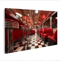 islandburner Leinwandbild Retro 1950er Diner für stilvolle Wohnzimmer Deko