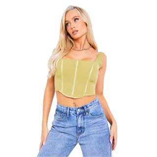 Missy Empire - Korsett Top für Damen (Khakigrün)
