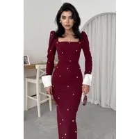 WOMAN VISION Midikleid Midikleid mit eckigem Ausschnitt und Ärmeln