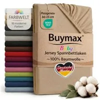 Buymax Spannbettlaken Babybett Kinderbett 60x120cm 70x140cm, Jersey 100% Baumwolle, Gummizug: Rundumgummi, (1 Stück), bis 15 cm Matratzenhöhe, weich, atmungsaktiv, hautfreundlich