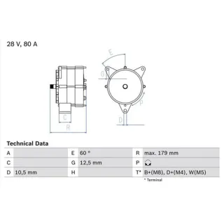 Bosch Lichtmaschine 80A Mercedes Benz T2 / LN1 809 D 811 D 814 D