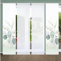 HOME WOHNIDEEN Schiebegardine 84096 ABANIO Schiebegardine rec. Polyester, 245x60 cm, halbtransparent (4 St), Paneelwagen, transparent, Polyester (recycelt) Polyester