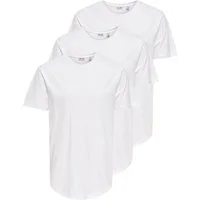 ONLY & SONS T-Shirt ONSMATT LONGY SS TEE 3-PACK (Packung, 3-tlg) Baumwolle, relaxed fit