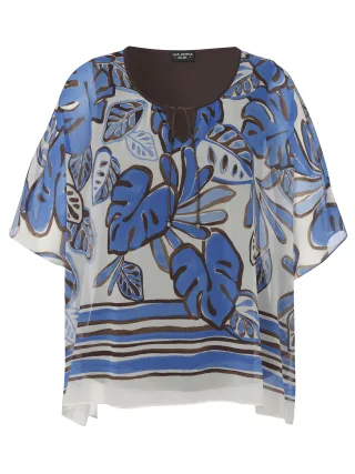 VIA APPIA DUE - Bluse V-Ausschnitt 1/2 Arm Druck Two In One cobalt multicolor - Gr. - 44