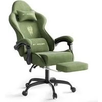 Ferghana Gaming-Stuhl Gaming-Stuhl: Kopfstütze, Lendenkissen, Armlehnen, Fußstütze (Packung), Ergonomischer PC-Stuhl,Rückenlehne 90°-125°