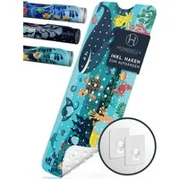 Homerella Badematte rutschfest Kinder - 100% BPA frei Inkl. 2 Haken zum Aufhängen 100x40cm, Antirutschmatte Badewanne Baby hautsensitiv & schimmelresistent, Badewannenmatte rutschfest & waschbar