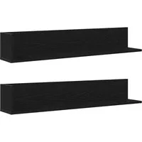 vidaXL Regal Wandregale 2 Stk. Schwarz 100x16,5x16,5 cm Holzwerkstoff, 1-tlg.
