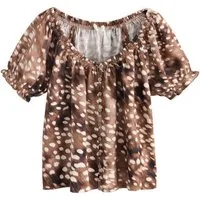 Next Carmenbluse Bardot-Oberteil mit Puffärmeln und Leinenanteil (1-tlg)