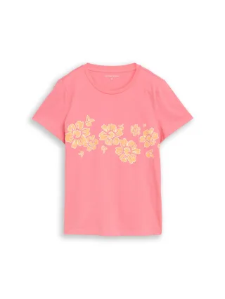 Tom Tailor - T-Shirt mit Print soft fuchsia pink - Gr. - XL