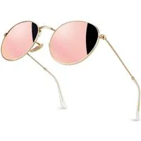 LuxusKollektion Retrosonnenbrille Sonnenbrille Retro Rund Polarisiert Gold Rosa (Gespiegelte Linse)