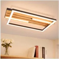 ZMH LED Deckenleuchte 24W 38cm Schlafzimmer Küche 3000K Warmweiß Modern Design, Warmweiß, LED, holz, eckig/ring, schwarz, modern, Warmweiß, flur