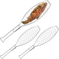 relaxdays Grillguthalter Fischbräter 3er Set, Edelstahl, (3er Set, 3-St., 3-teiliges Set)