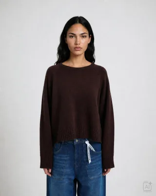 Smith&Soul - Round Neck Pullover Cable Hem - Gr. - XS