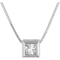trendor Kette mit Anhänger Damen-925 Silber mit weißem Zirkonia-Anhänger