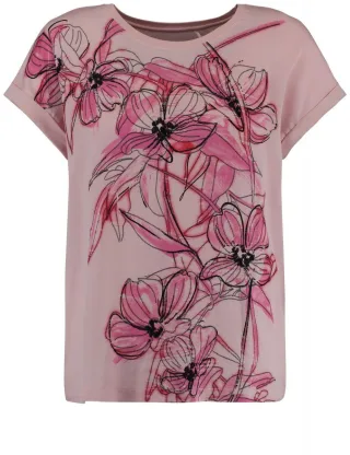 GERRY WEBER Edition - Blusenshirt mit Material-Patch und Frontprint pink - Gr. - 36