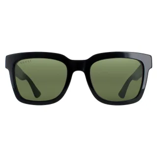 Gucci Rectangle Mens Schwarz und Grün mit roten Streifen Grün GG0001SN