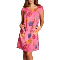 Caspar Sommerkleid SKL033 leichtes knielanges Damen Sommer Leinenkleid mit Punkte Print Luftig leicht, figurumspielende Form, mit seitlichem Jersey-Einsatz