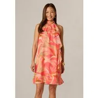 Adrianna Papell Sommerkleid Halter Trapeze Dress Blumiges, kurzes Trapez-Halterkleid