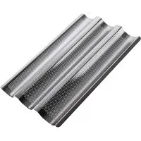 GAUMENKICK Baguetteblech Baguetteblech für 3 Brote Knoblauch-/Kräuterbaguette 38cm Edelstahl, Edelstahl