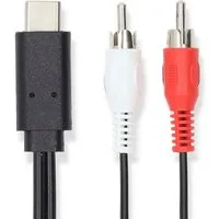 Nedis CCGL64240BK10 Audio- & Video-Kabel, USB-C Adapter, USB-C Adapter, USB-C, 2x RCA, digital to analog, Plug&Play, flexible use, schwarz