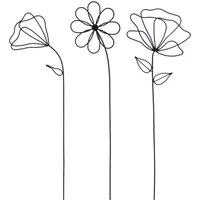 UNUS HOME Dekofigur Metallkunst Stecker Betty – Blumen aus schwarzem Metall (3er Set), Blumenstecker, Pflanzenstecker, Metallblumen, Blumenstecker Set