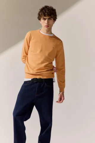 BASEFIELD - NOS Rundhals Pullover light peach mel. - Gr. - XXL
