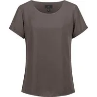 GREIFF Kurzarmbluse Greiff CHIFFON Damen Bluse Kurzarm Rundhals Regular Taupe
