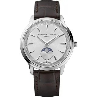 Frédérique Constant Moneta Moonphase Braun Unisex Armbanduhr FC-206S3S6