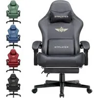 GTPLAYER Gaming-Stuhl Atmungsaktiver Bürostuhl, ergonomisch Hochwertiger - Stoff/Kunstleder, 160° Verstellbare Rückenlehne und ausziehbare Fußstütze