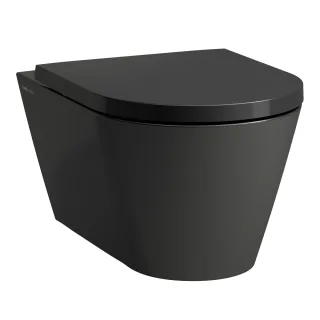 LAUFEN Wand-Tiefspül-WC Kartell, T:545mm, B:370mm, mit Silent-Flush, spülrandlos, schwarz matt H8213317160001