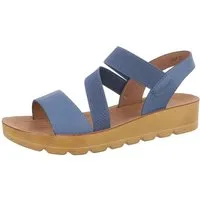 Ital-Design Damen Freizeit Riemchensandalette (86345232) Keilabsatz/Wedge Keilsandaletten in Blau