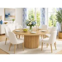 mukuhi Esstisch ESSTISCH Rund Holz Eiche Optik 120 cm Küchentisch 4-6 Personen