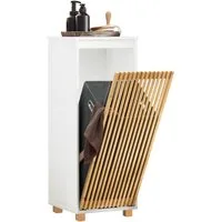 SoBuy Wäscheschrank BZR126, Badezimmerschrank mit Wäschekorb Badmöbel Badezimmer Badschrank mit Wäschesack Wäschetruhe Wäschesammler Wäschekorb