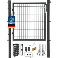 ATTAS Gartentor Metall Gartentür, (pulverbeschichtet, abschließbar mit Schloss & 3 Schlüsseln, Zauntor für Doppelstabmattenzaun, Hoftor, Zauntür), inkl. Schloss, Schlüssel, Befestigungsklammern, Drückergarnitur