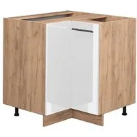 Vicco Eckunterschrank Fame-Line, Weiß Hochglanz/Goldkraft Eiche, 80.5 cm ohne Arbeitsplatte (1-St)