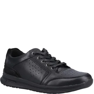 Hush Puppies Mens Joseph Leder Turnschuhe (Hellschwarz)