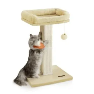 FEANDREA Kratzbaum Kratzstamm 71cm mit Plüschball beige