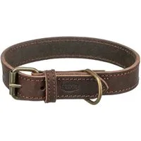 TRIXIE Hunde-Halsband Rustic Fettleder-Halsband - dunkelbraun - 34–40 cm/25 mm, Leder