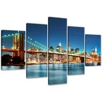 Visario Bild mit Rahmen 2 m x 1 m 5er Set Visario auf Leinwand fertig zum Aufhängen/gerahmt, NYC