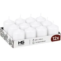 HS Candle Stumpenkerze Set kompakt und unparfümiert, Ø4cm x H6 cm (12-tlg., Dekolicht), bis zu 7h Brenndauer je Kerze, Wachsmischung, Made in EU