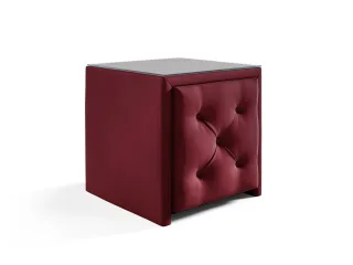 Nachttisch Nachtkonsole ERNESTO 50x50cm in Stoff Elisa Velvet Bordeauxrot