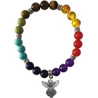 Saraswati Armband Armband "Schutzengel" Chakra Edelsteine mit Metall Anhänger, 6cm flexi