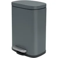 spirella Mülleimer AKIRA, Abfall Treteimer L, Softclose Absenkautomatik, herausnehmbarer Innenbehälter, Anti-Fingerprint Oberfläche, Stahl matt-satiniert, für Küche, Büro, Hauswirtschaftsraum, 12 L, grau